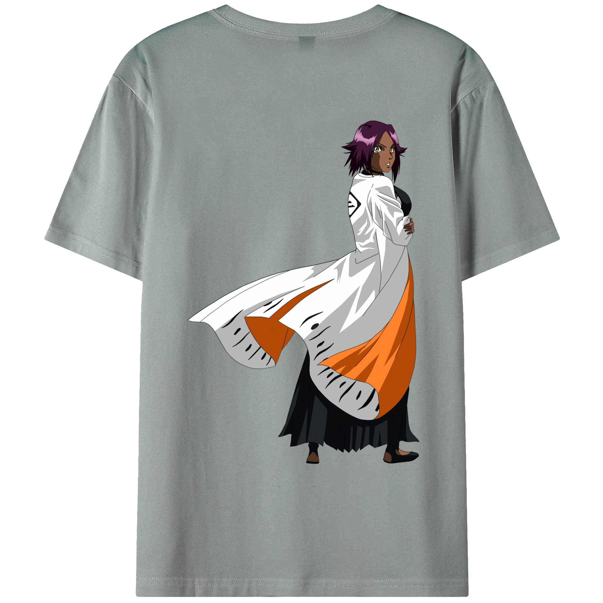 （画像用） ブリーチ 四楓院 夜一（しほういん よるいち） BLEACH Shihouin Yoruichi 綿100％ メンズ半袖Tシャツ（バックプリント） 通気性